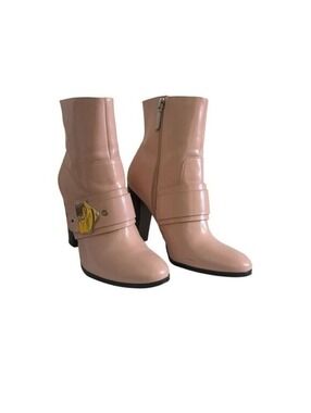 Calvin Klein | Womens | Silver Buckle | Pink Leather Booties | 8.5 | SKU236